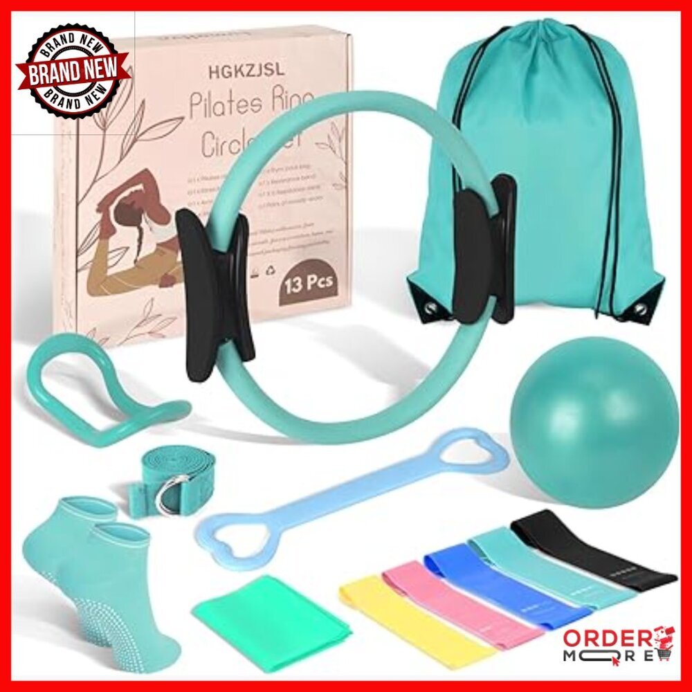 Pilates Equipment Set with Yoga Ball, Resistance Bands, Ring for Home Workouts